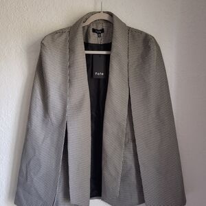 Fate Blazer Cape Women's Sz M Houndstooth Black White NWT